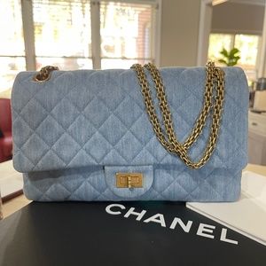Chanel re-issue 2.55 denim clasic double flap bag